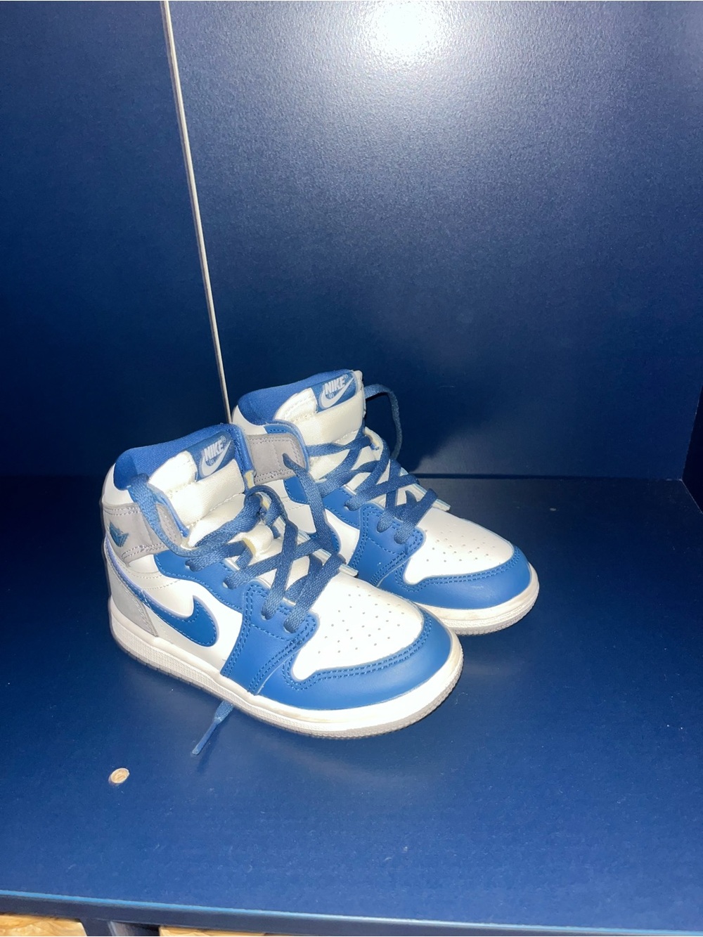 Nike Kids Blue and White Mid-Top Sneakers